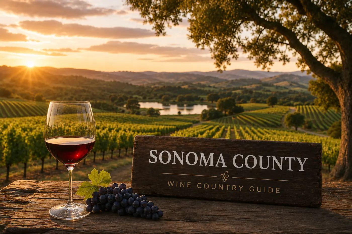 Sonoma County vineyard landscape with rolling hills